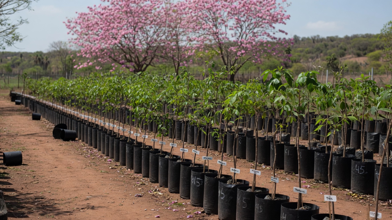 Plantines en bolsas negras en el vivero de Orán
